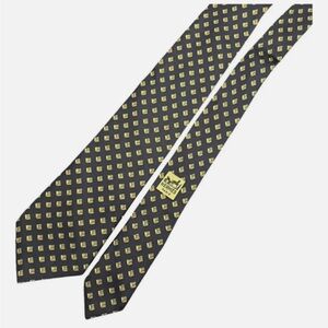 HERMES Silk Tie H Logo Black Yellow